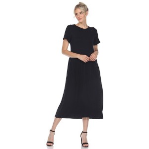 Women's Short Sleeve Asymmetrical Waist Maxi Dress - White Mark - 1 of 4