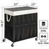 WOWLIVE Rolling Laundry Hamper with Wheels and Lid, 2-Compartment Rattan Basket with Removable Liner - 3 of 4