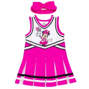Disney Minnie Mouse Toddler Girls Cheerleader Dress and Bow Outfit Set Hot Pink Minnie Mouse 2T - 1 of 4