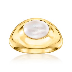 Ross-Simons 8x10mm Cultured Pearl Dome Ring in 18kt Gold Over Sterling - 1 of 4