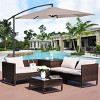 Costway 10' Hanging Umbrella Patio Sun Shade Offset Outdoor Market W/t Cross Base Beige - image 4 of 4