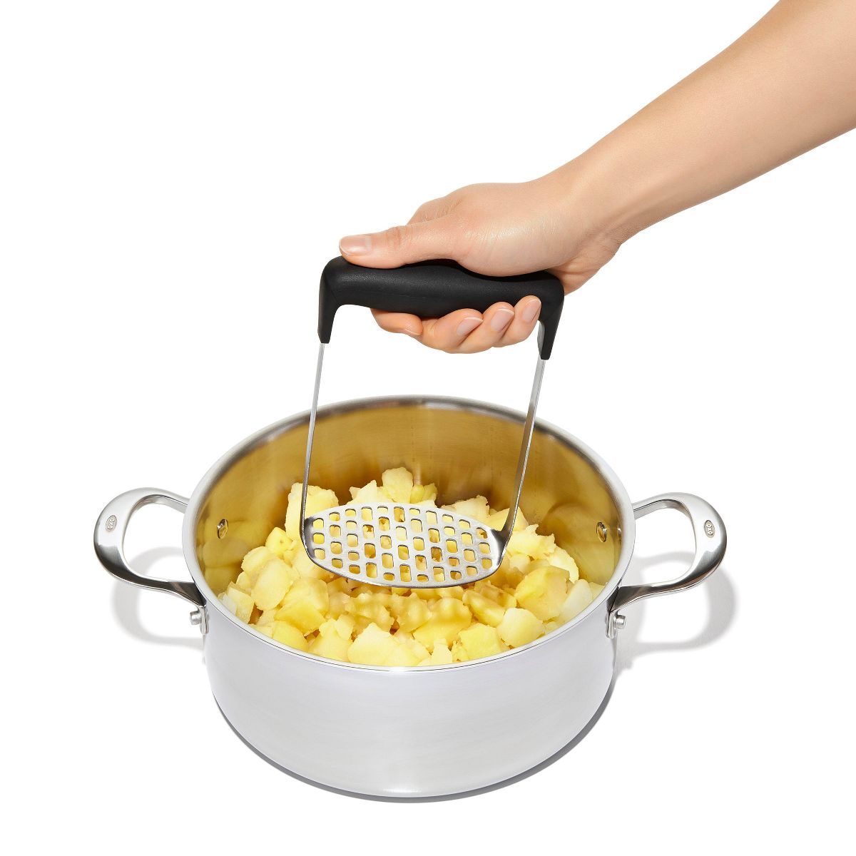 OXO Smooth Potato Masher: Stainless Steel & Plastic, Dishwasher-Safe, Black, Good Grips, Best Masher, 7.2" Length - thumbnail 7