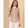 Allegra K Women's Point Collar Long Sleeve Floral Printed Button Down Shirt - 2 of 4