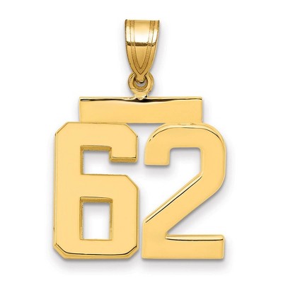 Black Bow Jewelry 14k Yellow Gold, Athletic Collection Medium Polished Number 62 Pendant
