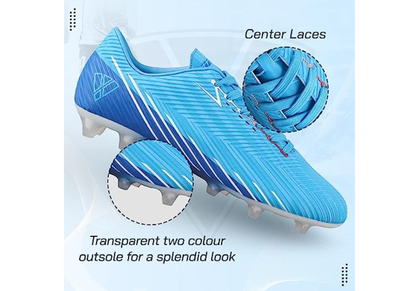 Мужские бутсы Vizari Tesoro Firm Ground Outdoor Soccer Shoes/Cleats for Teens and Adults - Sky/Navy, цвет: Тёмно-синий — фото 5