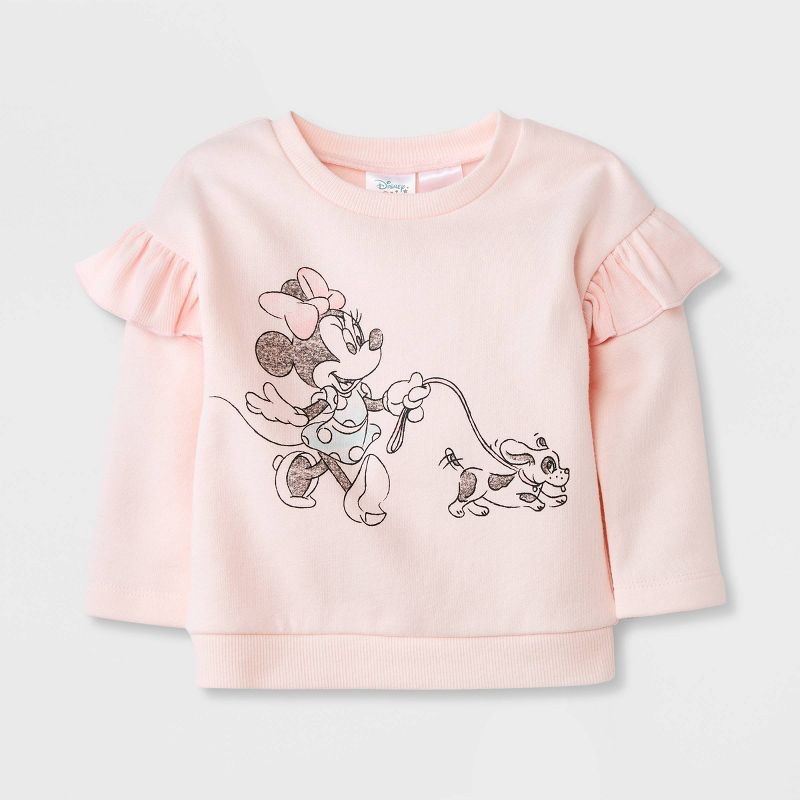 Baby Girls&#39; 2pc Minnie Mouse Top and Bottom Set - Light Pink, 3 of 5