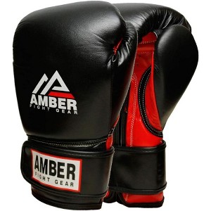 Professional Hook and Loop Leather Training Boxing Gloves - Kickboxing Training Gloves - Heavy Bag Gloves, Black - 1 of 1