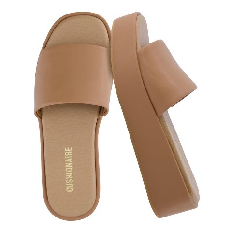 Женские сандалии CUSHIONAIRE KUDOS Women’s Platform Sandals – Wedge Sandals for Women, Comfortable Slip-On Shoes Tan 8