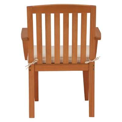 Eucalyptus Wood Dining Armchair with Beige Cushion
