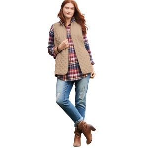 Woman Within Zip-Front Quilted Vest - 1 of 4