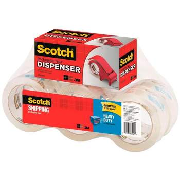 Scotch Heavy Duty Shipping Packaging Tape, 1.88 Inches x 54.6 Yards, Clear, Set of 6 Rolls and 1 Dispenser