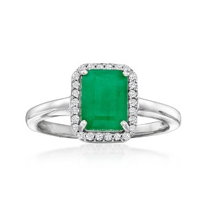 Ross-Simons 1.60 Carat Emerald and .15 ct. t.w. Diamond Ring in 14kt White Gold Size 9 - 1 of 4