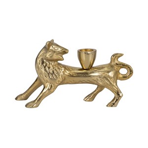 Lion-Shaped Taper Candle Holder Metal - Boho Glam Aluminum Decorative Candle Stand - Home & Office Accent for Living Room, Bedroom - 4" Gold - 1 of 4