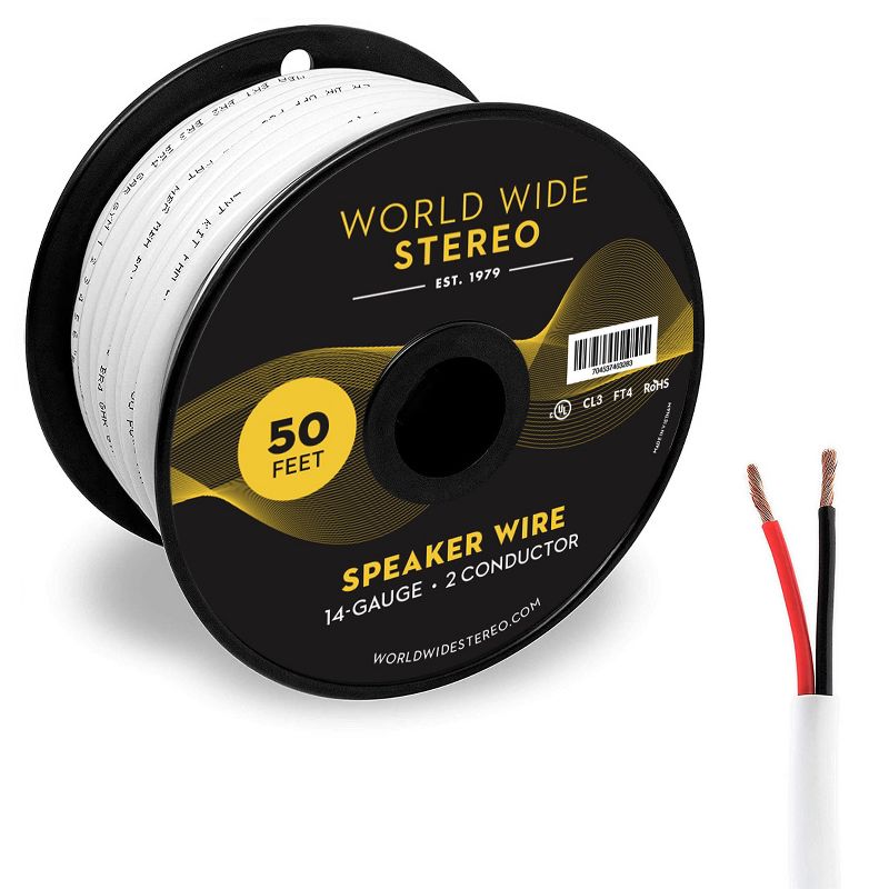 World Wide Stereo 14-Gauge, 2-Conductor Copper Speaker Wire - 50 Feet, 1 of 3
