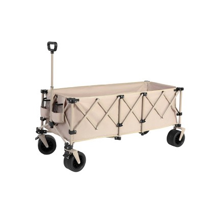 Foldable Extended Steel Wagon Carts With All-Terrain Wheels,Outdoor Utility Wagon For Camping Shopping Sports Fishing -The Pop Home