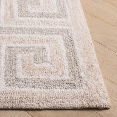 Handmade Tufted Square Brown and Ivory Wool Area Rug