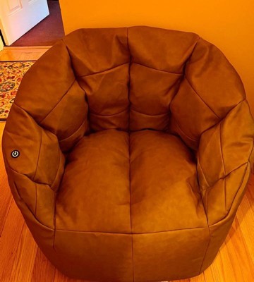 Big Joe Milano Vibe Bean Bag Chair Vegan Leather Massage Feature Caramel Target