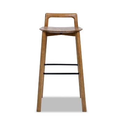 Jennifer Taylor Home Sven 30" Modern Minimalist Low Back Wood Counter Stool, Dark Brown Walnut Ash Wood
