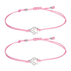 Unique Bargains Dog Cat Paw Bracelet Rope Bracelet Handmade Adjustable String 2 Pcs - 1 of 4