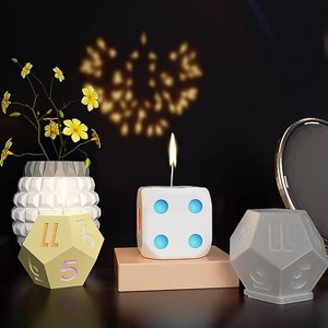 JDICTION 4-Piece Resin Mold Kit - 4 Inch 3D Dice, Triangle, Pentagon & Candle/Chocolate Molds For Candle & Soap Making - 1 of 4