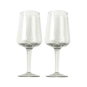 Slickblue Handcrafted Wine Glasses, 15oz Capacity, Set of 2 –Clear with Pebbled Glass Texture - 1 of 4