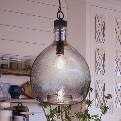 Urban Ambiance Luxury Modern Farmhouse Pendant,  20-3/8"H x 13"W,  Charcoal Finish, UHP2770