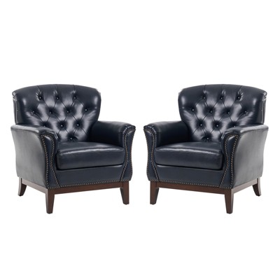 Dermot traditional genuine leather chair Set of 2| HULALA HOME