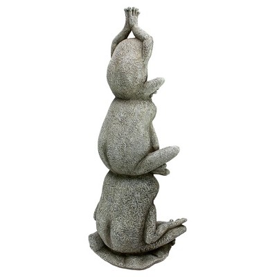 Gray Stone Resin Tower of Yoga Frog Garden Statue