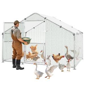 Heavy Duty Metal Chicken Coop with Split Door – Easy Feeding, Escape-Proof Outdoor Poultry Cage with Run, Steel Frame with Waterproof & UV-Resistant - 1 of 4
