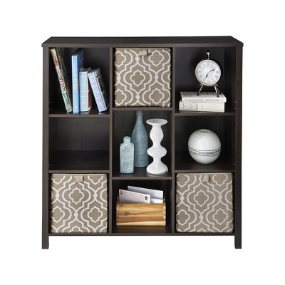 Adjustable Black Walnut 9-Cube Organizer with Doors