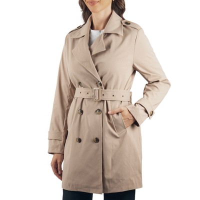 Alpine Swiss Siena Womens Rain Jacket Waterproof Trench Coat Lightweight Raincoat Double Breasted Long Peacoat Overcoat