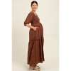 Pinkblush Brown Floral Smocked Puff Sleeve Maternity Maxi Dress - 3 of 4