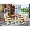 HomeStock 5-Piece Round Buttermilk and Cherry Finish Solid Wood Top Dining table with 4 Chairs - 2 of 4