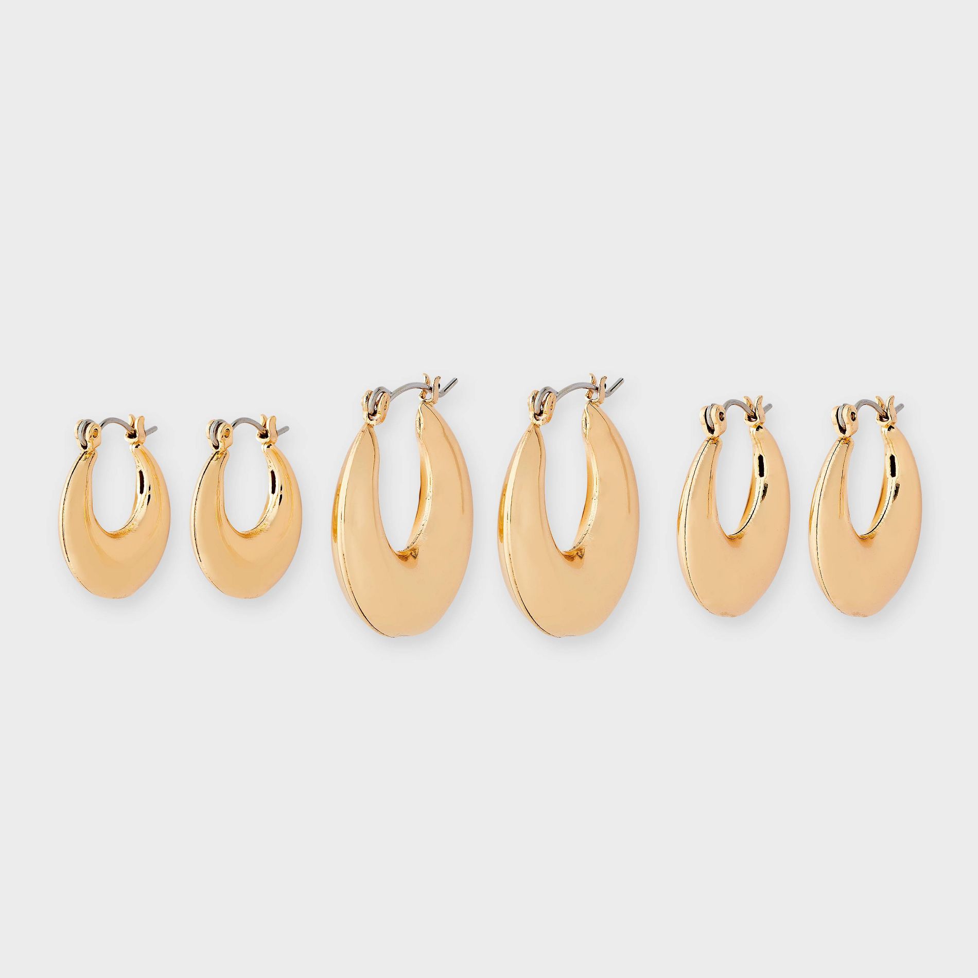 Tapered Domed Trio Hoop Earring Set - Wild Fable™
