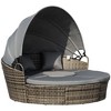 Resenkos 4-Piece Round Convertible Daybed with Cushions, Outdoor Sectional Furniture, PE Rattan, - 2 of 4