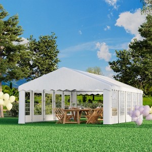 EROMMY Heavy Duty Party Tent Gazebo For Events, Weddings, Bbqs - Removable Sidewall Windows & Storage Bags Included, White - 1 of 4