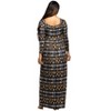 24seven Comfort Apparel Maternity Brown Geometric Print Long Sleeve Empire Waist Maxi Dress - 3 of 3