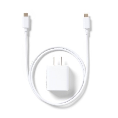 Single Port 20W USB-C Home Charger with 3&#39; USB-C to USB-C Cable - dealworthy&#8482; White