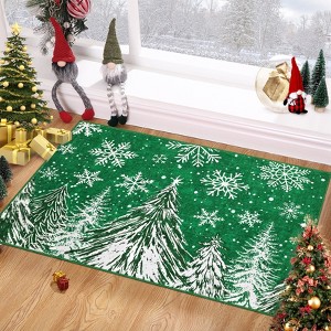COZONY Christmas Area Rug, Red Snowflake Tree Design, Washable Throw Carpet for Hallway Entryway Kitchen Dining Room Living Room Bedroom Office - 1 of 4