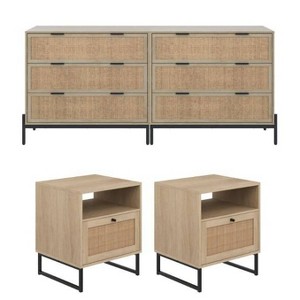 Nathan James Andrew and Mina Rattan Bedroom Set Light Oak - 1 of 4