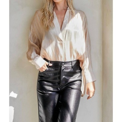 Women's Split Neck Shimmer Blouse - GLAM