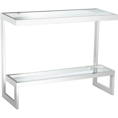 Studio 55D Rico 39 1/2" Wide Chrome Glass Shelf Modern Console Table