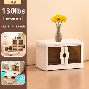 Musment Stackable Plastic Storage Bins with Lids -  Foldable Storage Boxes with Doors & Wheels, Portable and Lockable Organizer Boxes for Living Room - 1 of 4