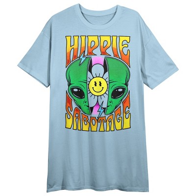 Hippie Sabotage Alien Head Smiling Sunflower Crew Neck Short Sleeve ...