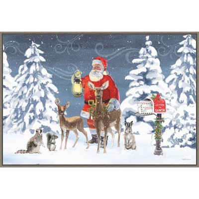 33" x 22" Santas List I Framed Wall Canvas - Amanti Art