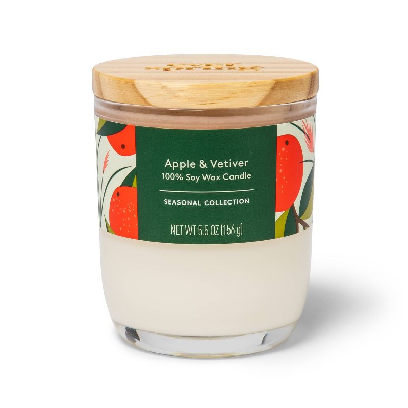 Apple &#38; Vetiver 100% Soy Wax Flame Candle - 5.5oz - Everspring&#8482;, 1 of 5