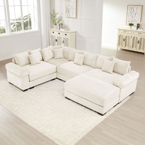 Oversized Cloud Modular Sectional Couch,Convertible Sectional Couches Deep Seat Extra-Wide Armrests - 1 of 4