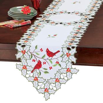 Collections Etc Cardinals Holly Table Topper