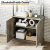 74" Industrial Farmhouse Bookcase with Doors Tall Wood & Metal Bookshelf with Storage Cabinet, Vintage Open Shelf Design - 4 of 4