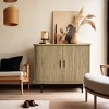 LuxenHome Mid-Century Modern 2-Door Accent Cabinet with Slatted Sliding Doors, Oak Brown - 4 of 4